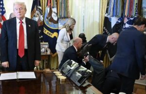 Mysafir i Trump humb ndjenjat gjatë konferencës në Zyrën Ovale