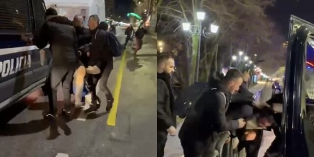 VIDEO/ Momenti kur policia tërheq protestuesin në rrugë
