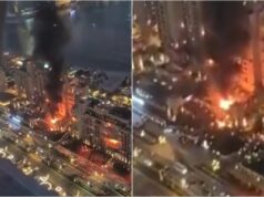 Një raketë g*det Dubain pranë kullës Burj Khalifa-s