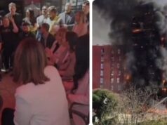 Zv/Kryeministrja Kociu me banoret e pallatit qe u dogj nga flaket