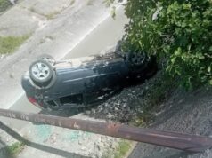 Makina del nga rruga , përfundon në përrua