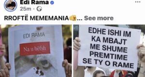 Rama publikon pankarta nga protestat kundër projektit në Zvërnec: “Rroftë mememania”