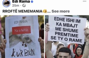 Rama publikon pankarta nga protestat kundër projektit në Zvërnec: “Rroftë mememania”